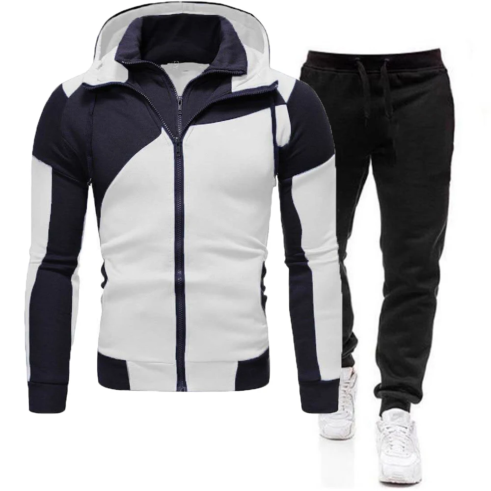 

Autumn Winter Men's Tracksuit 2 Piece Sportswear Fitness Clothes Zipper Hoodies Pants Sets Workout Sports Running Free Shipping