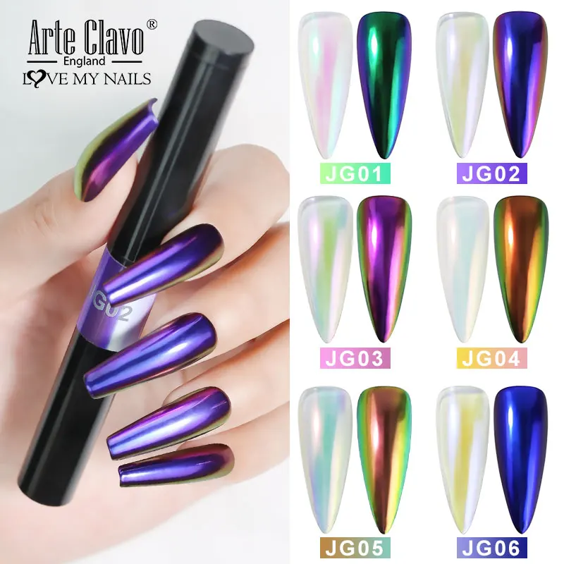 Arte Clavo зеркальный ногтевой порошок Подушка ручка для дизайна ногтей блестящий