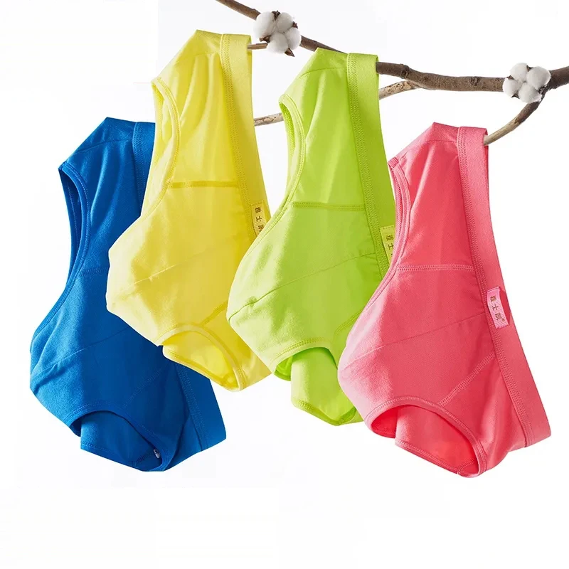 4Pcs/Lot Men's Briefs Cotton Underwear Summer Breathable Sexy Young Students Middle Waist Pants Large Shorts Underpants