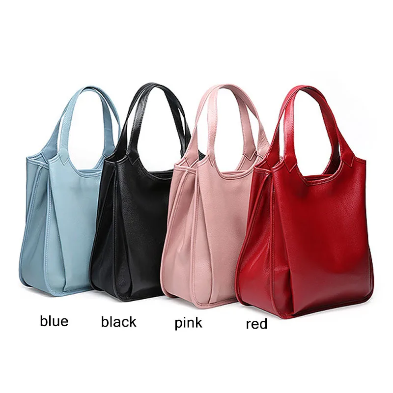 Сумка-мешок женская из натуральной кожи модный саквояж на плечо повседневная