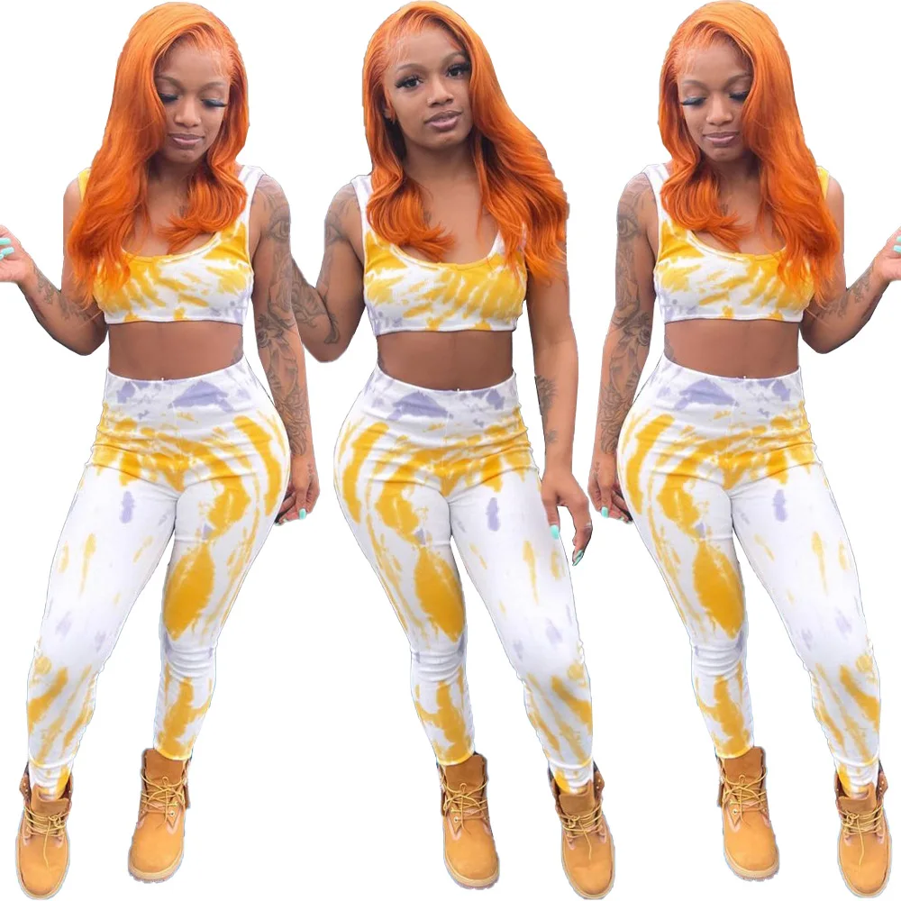 

Summer New Style Women's Fashion Sexy Print Sleeveless Casual Two-Piece Suit
