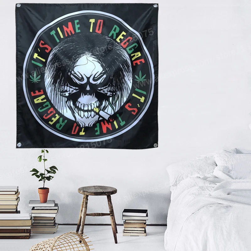 It Is The Time Flag Banner Music Rock Rasta Reggae Jamaica Home Decoration Hanging 4 Gromments 4*4FT 120*120CM |