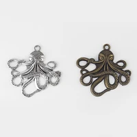 5pcs vintage silverbronze color octopus charms animal alloy pendants 54 556mm for women men gift necklace jewelry making