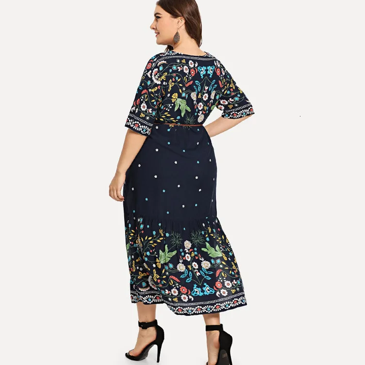 Летнее женское платье с коротким рукавом и цветочным принтом в богемном стиле