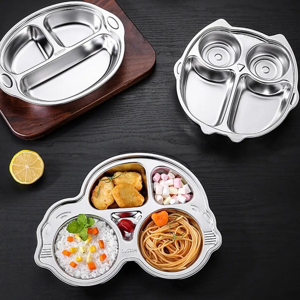 

80%HOTDinner Plate Eco-friendly Rust-proof Stainless Steel Separate Baby Food Plate for Home