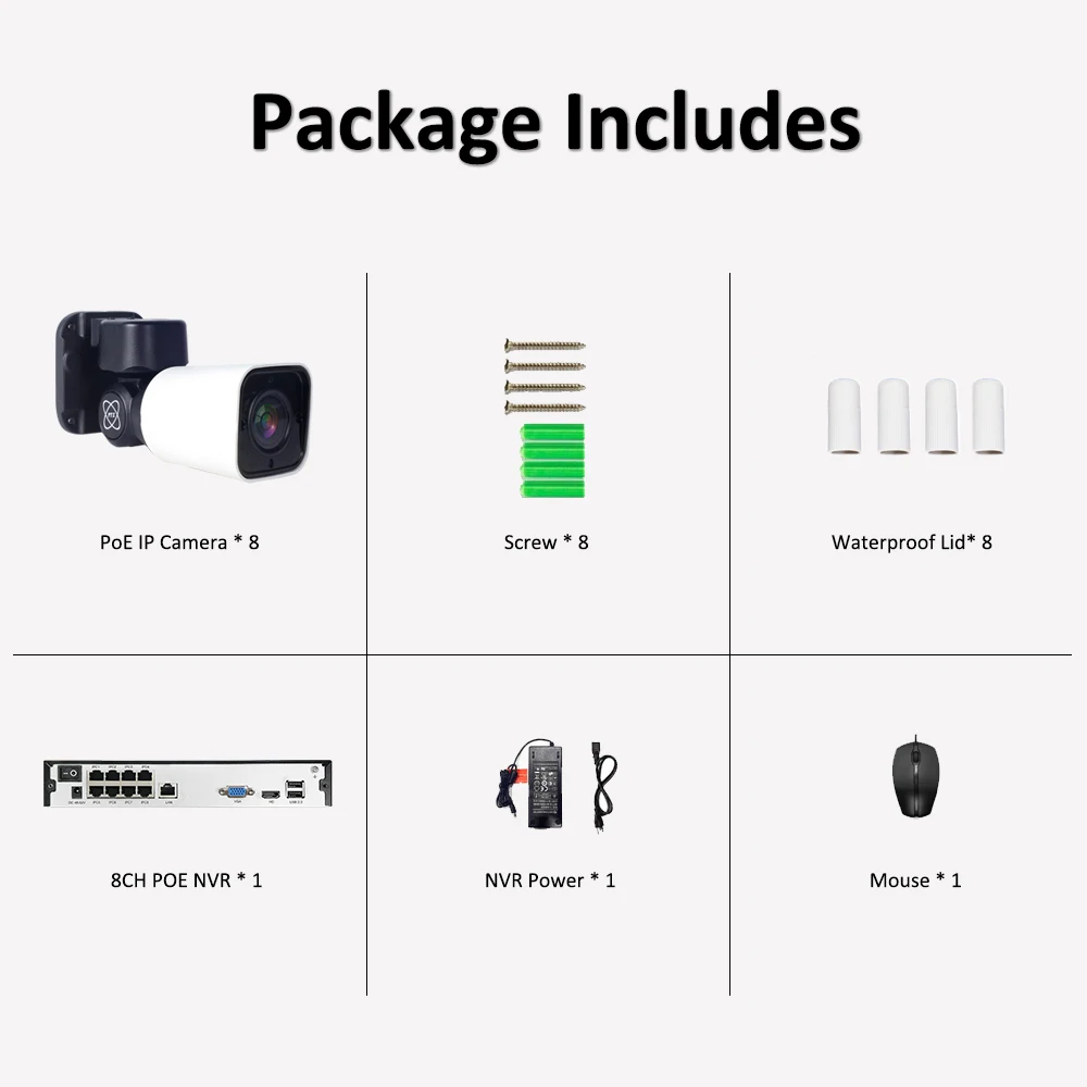 Камера Наружного видеонаблюдения H.265 8 каналов 5 Мп 2 12 мм 4 кратный оптический