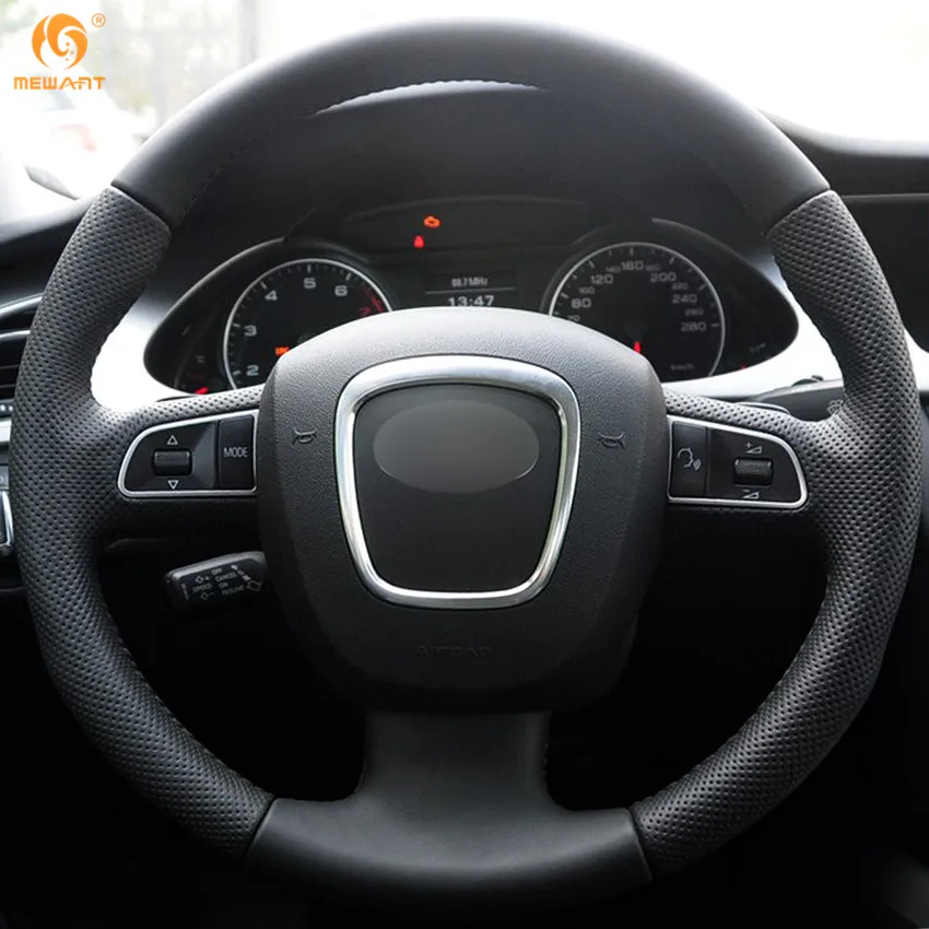Чехол на руль MEWANT из черной искусственной кожи для Audi A3 (8P) 2008 2013 A4 (B8) 2010 A5 A6 (C6) 2007