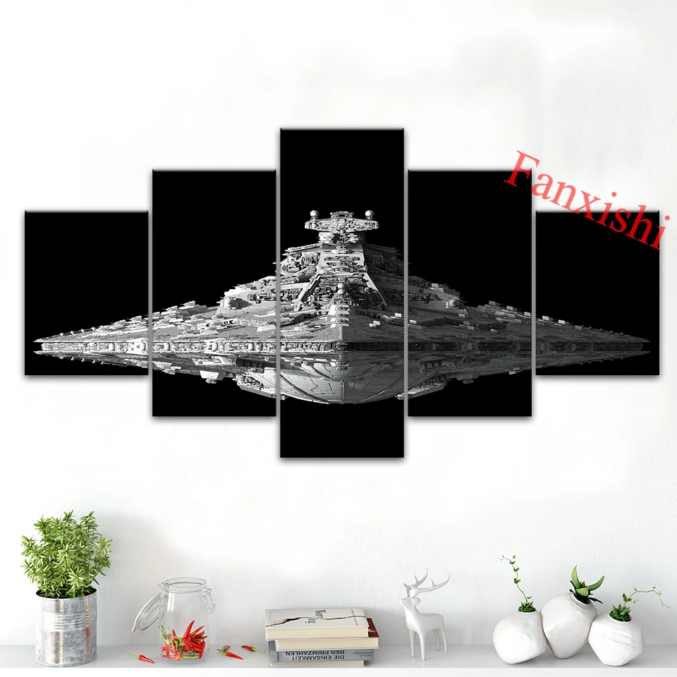 

5 Pieces Star Destroyer Modern Wall Art Canvas Painting Posters And Prints Hd Modular Pictures For Living Room Home Decor Frame