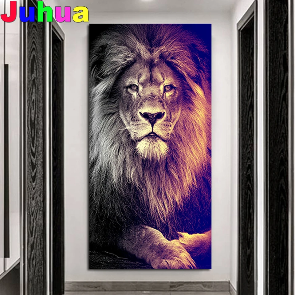 

Color Lion Diamond painting Big Size Animal cross stitch Diamond mosaic Full Square 3d diamond embroidery Round drill Wall Art,