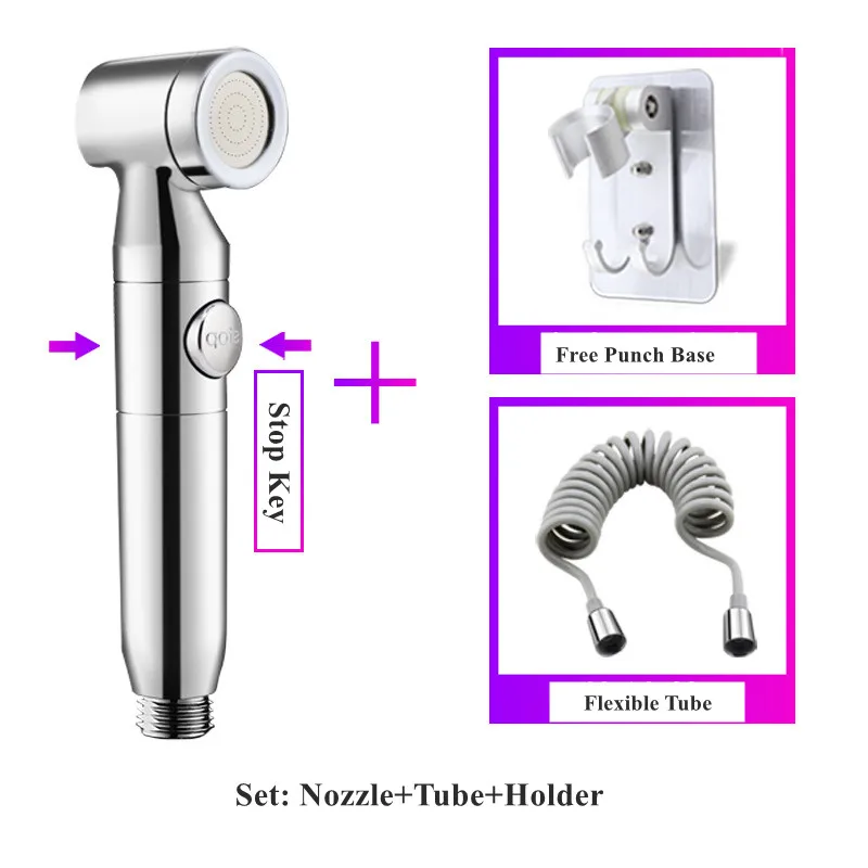 bathroom accessories handheld biddet faucet attachment self cleaning shower head sprayer bidet toilet seat with hose free punch free global shipping