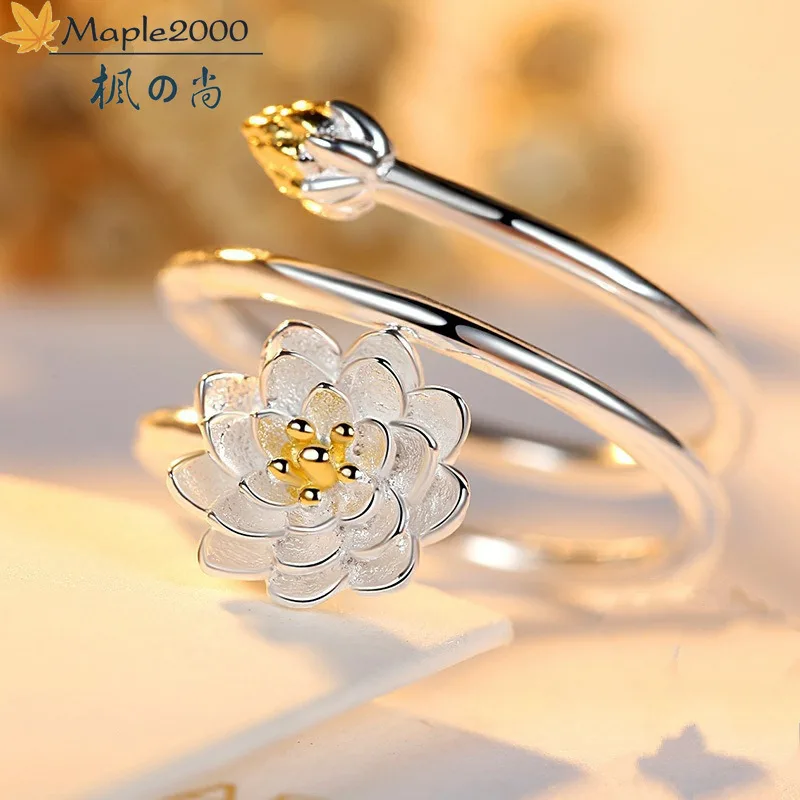 Регулируемые кольца в стиле бохо с лотосом кольцо из нержавеющей стали