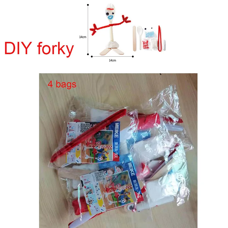 4 bag DIY Игрушка из фильма 4 аниме белая форки Мягкая кукла из мультфильма из мягкого плюша игрушки для мальчиков и девочек детская вечеринка Рождественский подарок сумка аксессуары - Цвет: 4 bag DIY