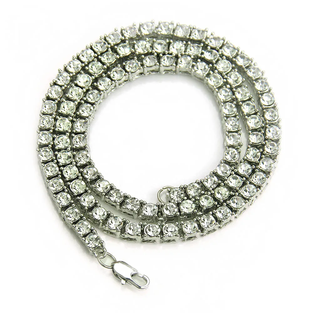 

1 Row Hip Hop Bling Iced Out Men Zircon Necklace Tennis Chain Necklaces For Men Jewelry CZ Link Chain Dropshipping