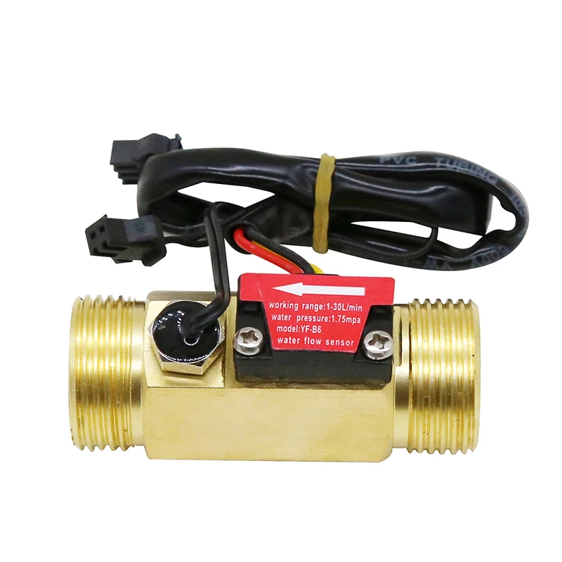 Датчик расхода воды 1/2 &quot3/4&quot с датчиком температуры латунная внешняя резьба 1 75