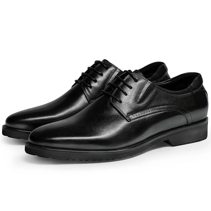 

New Arrival Genuine Leather Men's Formal Dress Oxfords Round Toe Laces Derby Handmade Wedding Party Man Platform Shoes FHS258