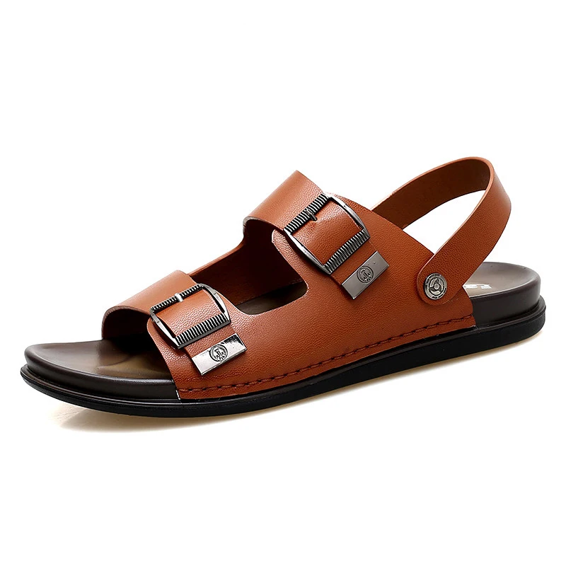 Mens Slides Sandals Leather Shoes Luxury Brand Designer Summer Breathable Beach Fashion Casual for Men | Обувь