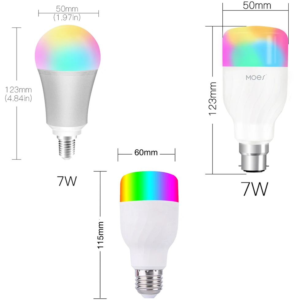 

WiFi Smart Light Bulb Intelligent Colorful LED Lamp 7W RGBW APP Remote Control Work with Alexa Google for Smart Home E27 E14 B22