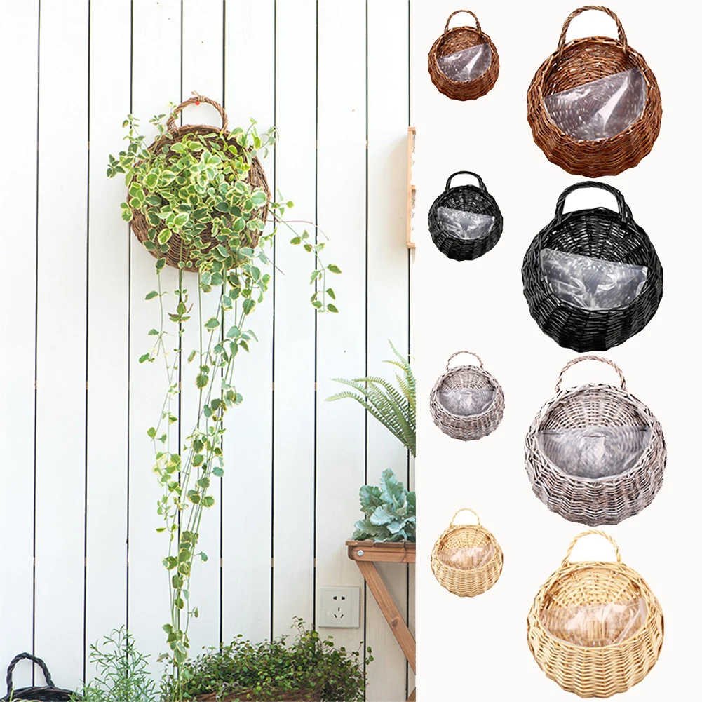 Ручная работа плетеная ротанговая Цветочная корзина зеленая Виноградная лоза