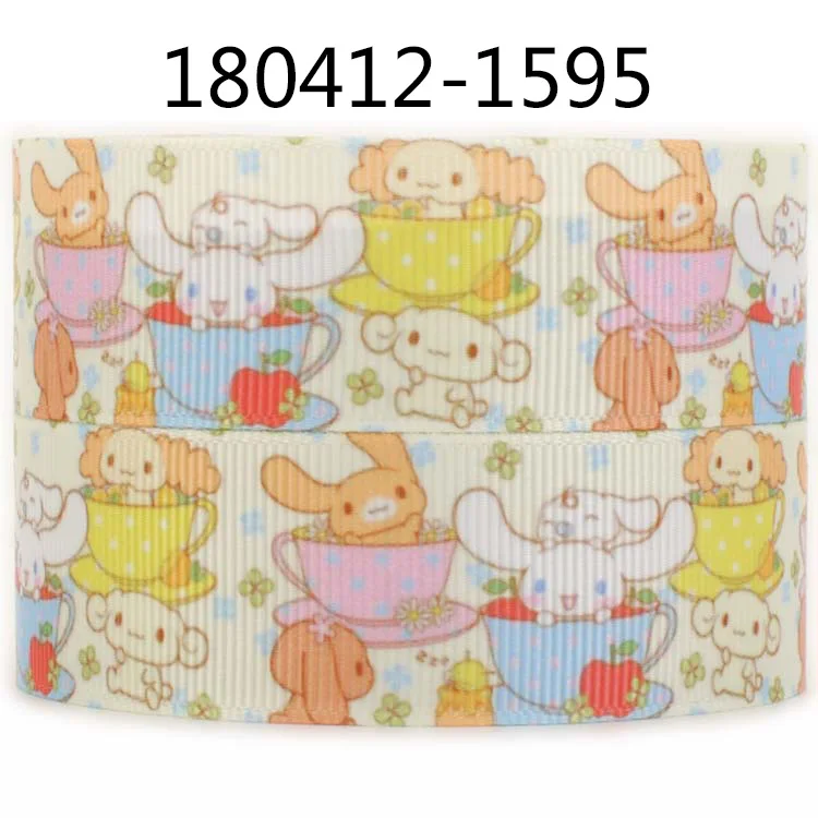 180412-1595 Горячая распродажа 10 ярдов 7/" 22 мм японская мультяшная лента для собак печатная лента на голову - Цвет: 180412-1595