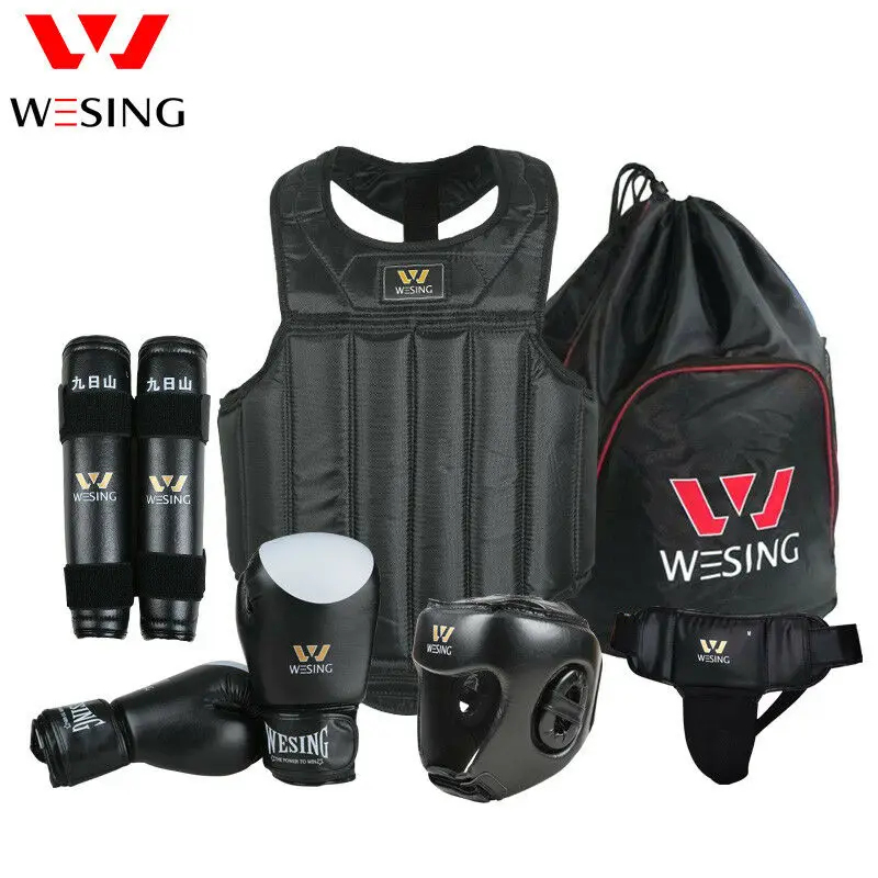 Комплекты Wesing Wushu Sanda 6 шт. Защитное снаряжение для груди защитный шлем защитный держатель оборудование для sanda