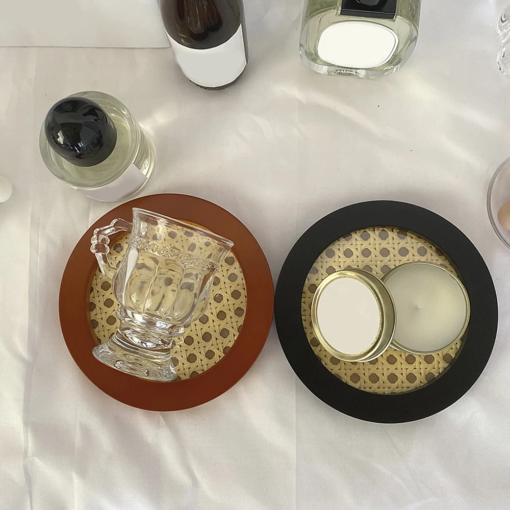 

Handcrafted Wood Grain Rattan Tray Desktop Organizer Decor Accessories Storage Tray Nordic Style Home Kitchen Storage Tray