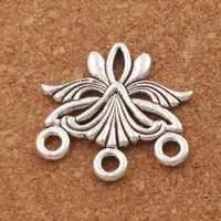 cute bellwort christmas flower 3 strand spacer end connecor fit tassel earrings l1552 15pcs 27 3x27x2 5 mm zinc alloy