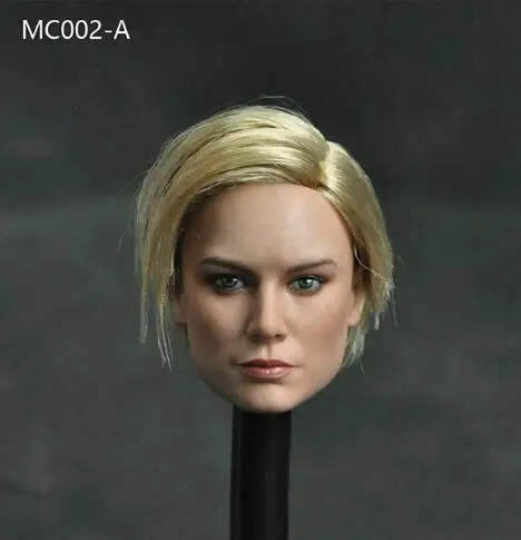 Коллекция фанатов 1/6 Женская фигурка голова куклы MC002 Brie Larson женская голова Лепка с длинными золотые волосы для тела 12 дюймов - Цвет: A