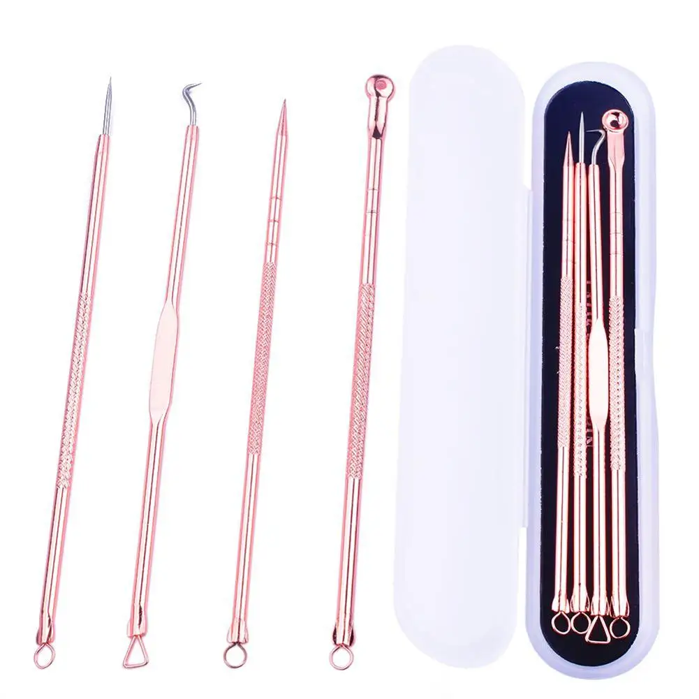 

4pcs/set Pimple Blemish Comedone Acne Extractor Remover Needles Blackhead Pore Cleaner Deep Cleansing Tool Woman Beauty Tool