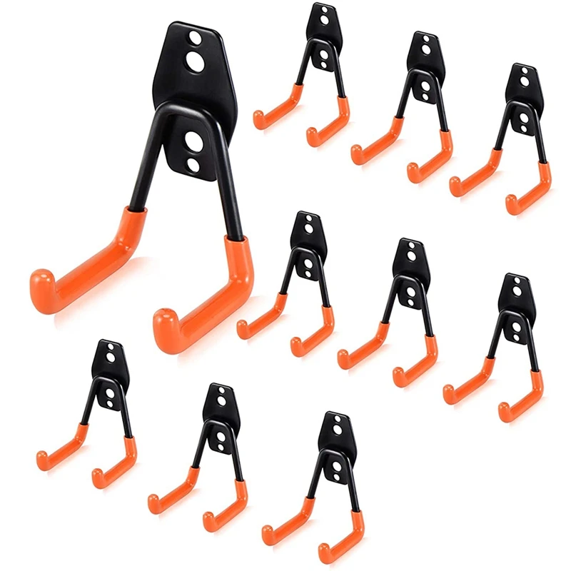 

10 PACK Garage Hooks, Garage Storage Hooks, Utility Tool Hangers and Wall Mount Garage Hooks for Organizing Ladder