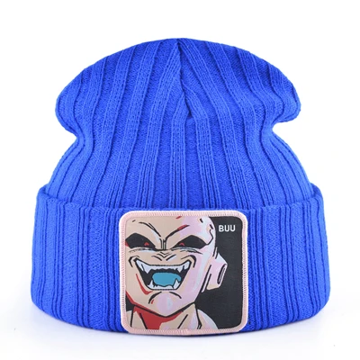 MAJIN BUU зимняя шапка для мужчин дракон вязаная шапочка с помпонами шапка s Женская Skullies Beanies для мужчин вязанная шапка с вышивкой унисекс теплые шапки Gorro - Цвет: BLUE2