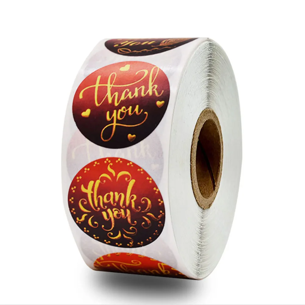 

100-1000pcs Thank You Stickers 2.5cm/1inch Round Labels Sticker Roll Festival Envelope Scrapbooking Supplies Box Seal Stickers