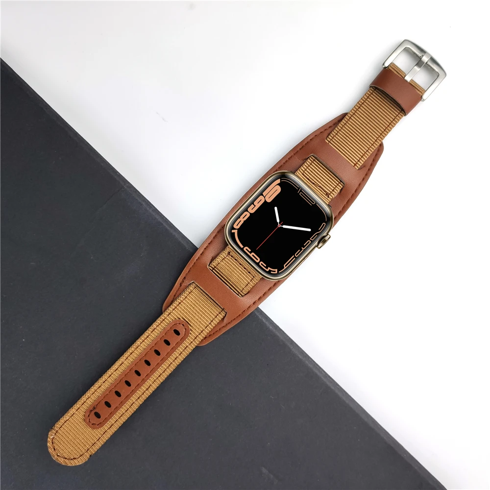 

Watchband for apple watch series 7 6 5 4 SE 45mm 44mm 42mm 41mm 40mm 38mm band leather nylon bracelet for iwatch 3 42mm 38mm