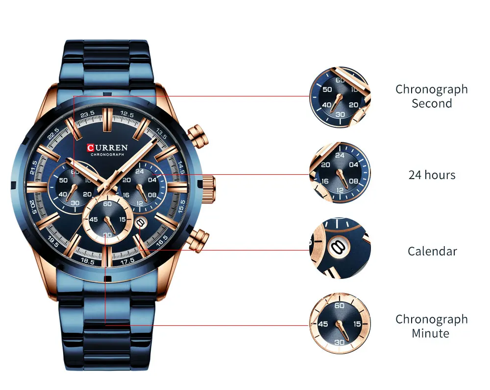 

Watches For Men Top Brand Luxury Fashion Casual Clock Stainless Steel Chronograph Quartz Men's Watch Relogio Masculino