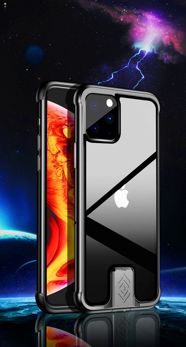 Для iPhone11 противоударный двухтактный металлический каркас задняя крышка из закаленного стекла чехол для iPhone 11pro Max чехол
