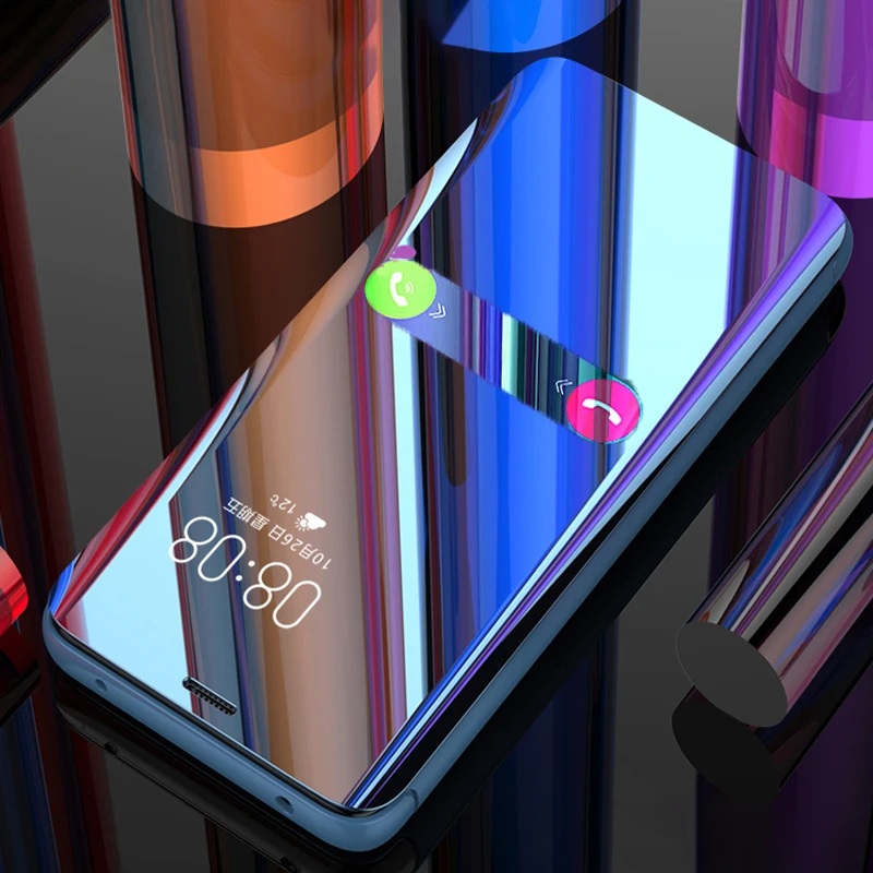 Смарт дисплей кожаный флип зеркальный чехол для Apple Iphone 6 6S 7 8 Plus X XR XS 11 12 Pro Max iphone12