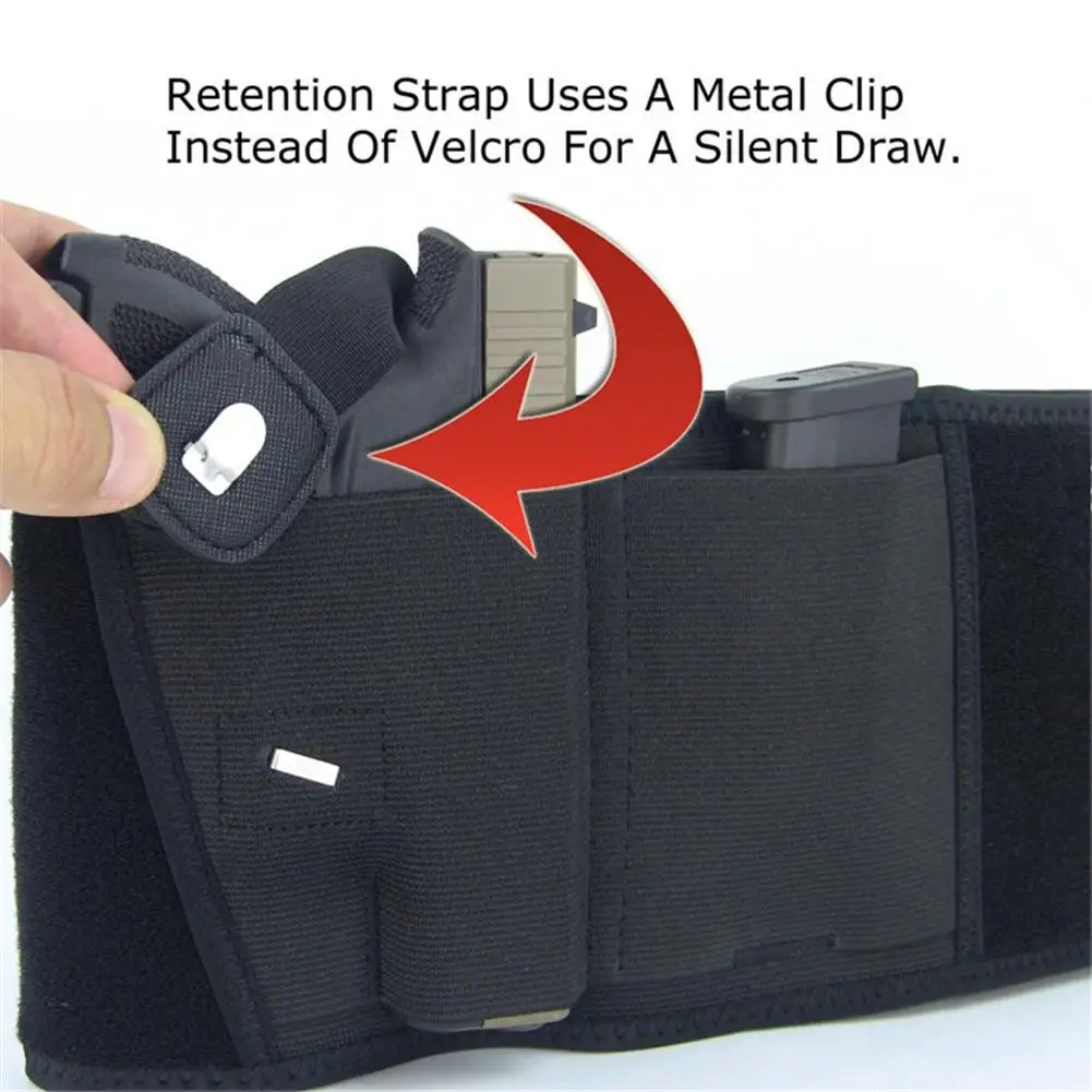 Черная тактическая кобура для пистолета на живот скрытая переноска держатель
