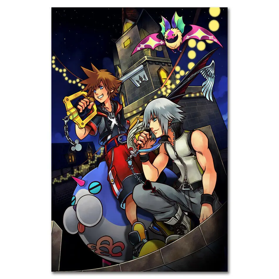 Фото Фото-и видеоигра Kingdom Hearts аниме мультфильм 2 шелковая ткань яркая декоративная