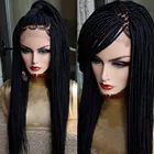 Длинный Плетеный парик из косичек черного цвета в стиле африан, парик из косичек Mirco с детскими волосами 13X 4
