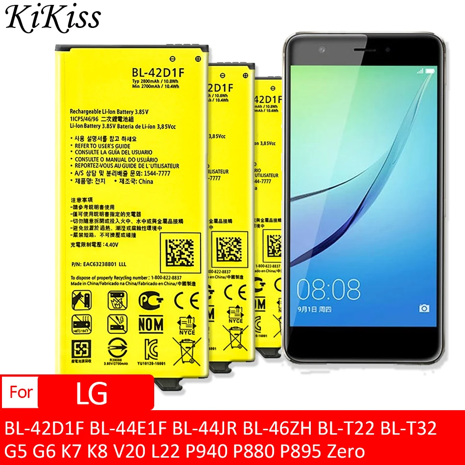 BL 42D1F 44E1F 44JR 46ZH 53QH T11 T22 T3 T32 Батарея для LG G5 G6 K7 K8 V20 L22 P940 P880 P895 нулевой