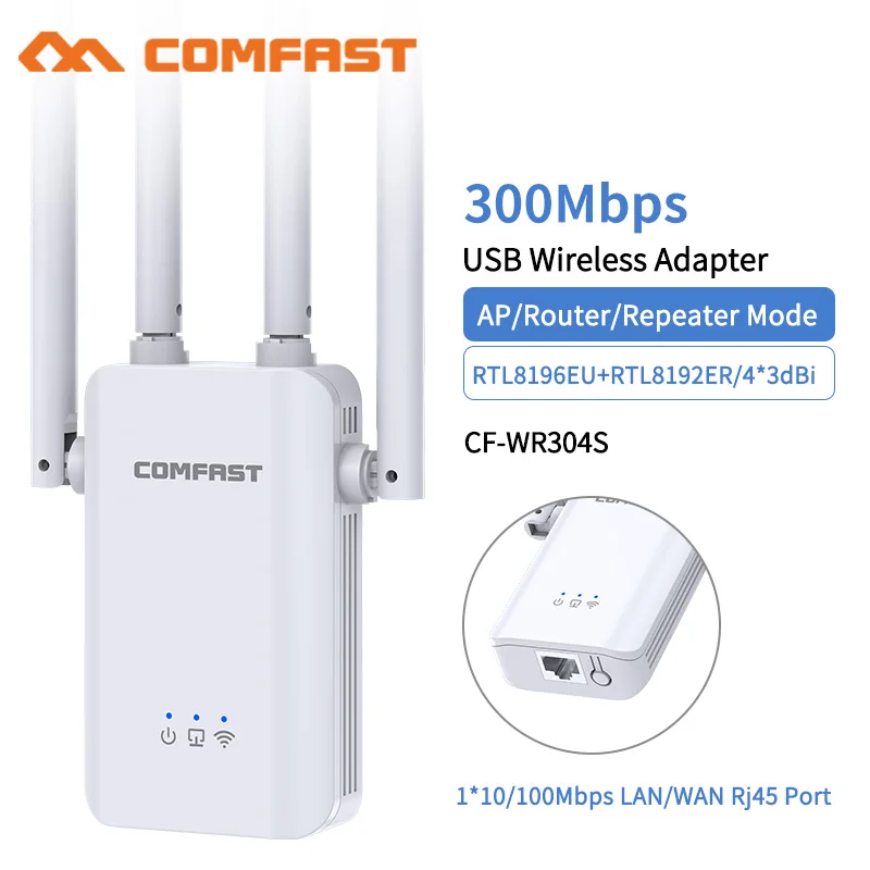 

Wireless Repeater Wifi Router 300M Signal Amplifier Extender 4 Antenna Home Office Wifi Extender Network Wi fi Booster Roteador