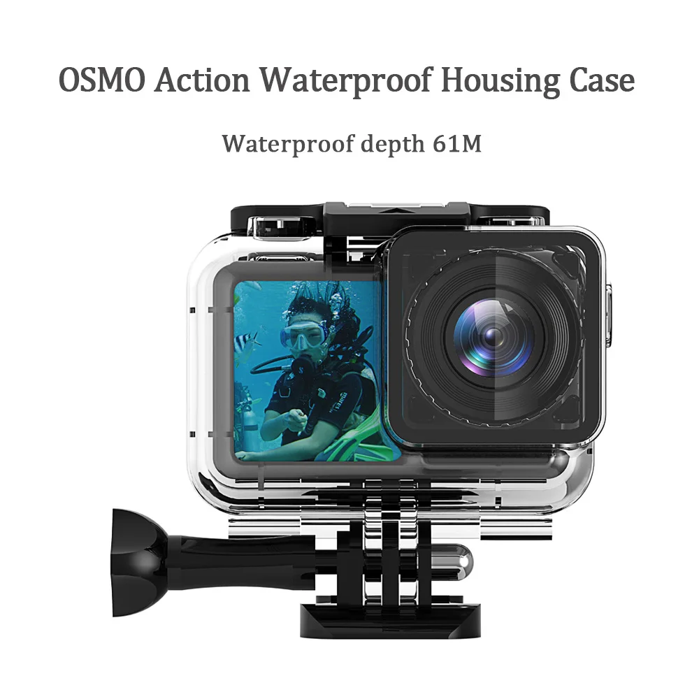 

61M Deep Waterproof Housing Case Accessories For DJI Osmo Action Sports Camera Lens Frame Case Underwater Diving Waterproof Box