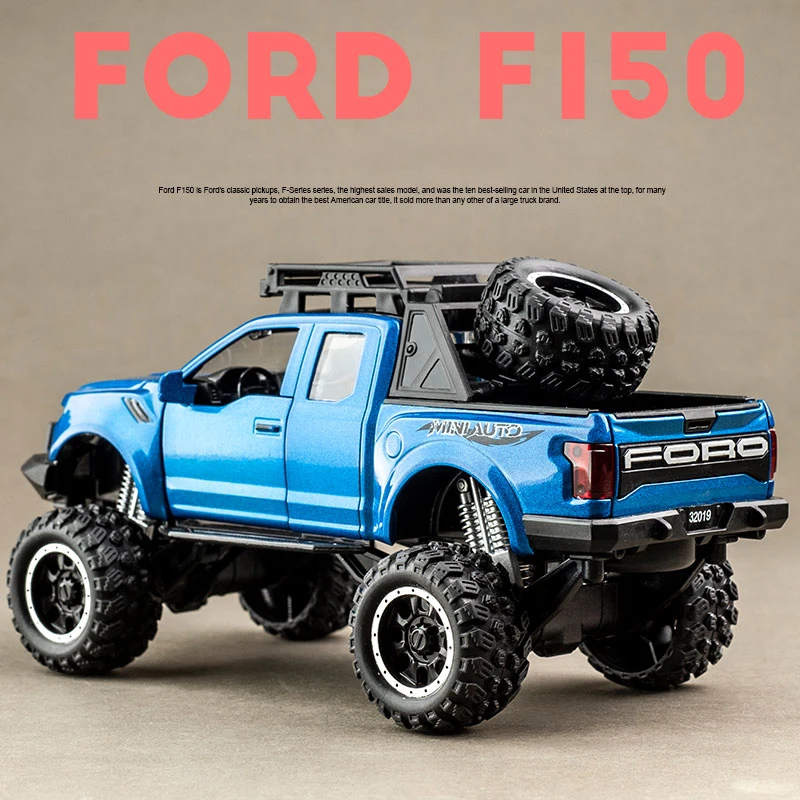 Модель литая автомобиля Ford Raptor F150 игрушечный пикап из сплава со звуковым светом