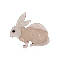 oi lovely white acrylic rabbit brooches pins for children women vivid animal brooch acetate fiber hat pin christmas gifts bijoux