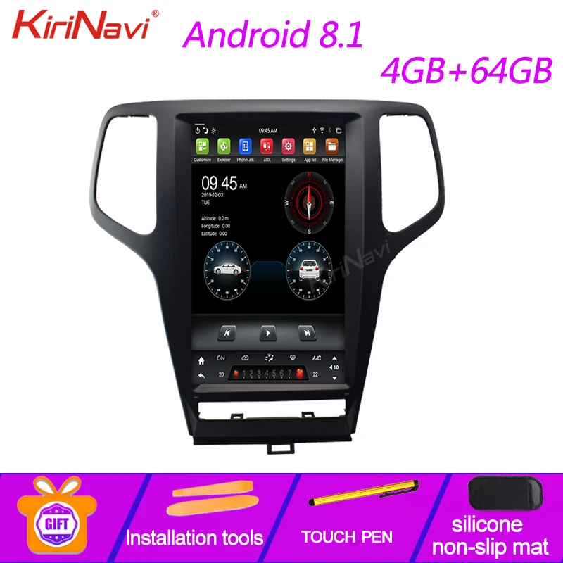 

KiriNavi 13.6" Telsa Style Vertical Screen 1 Din Android 8.1 Car Radio GPS Navigation For Jeep Grand Cherokee Car DVD Player 4G