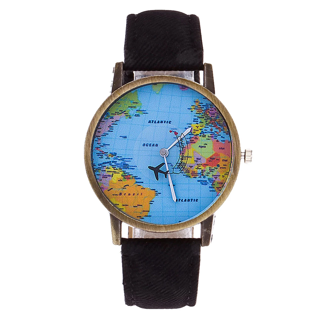 Мода Глобального Путешествия На Самолете Карта Джинсовая Ткань Band Смотреть