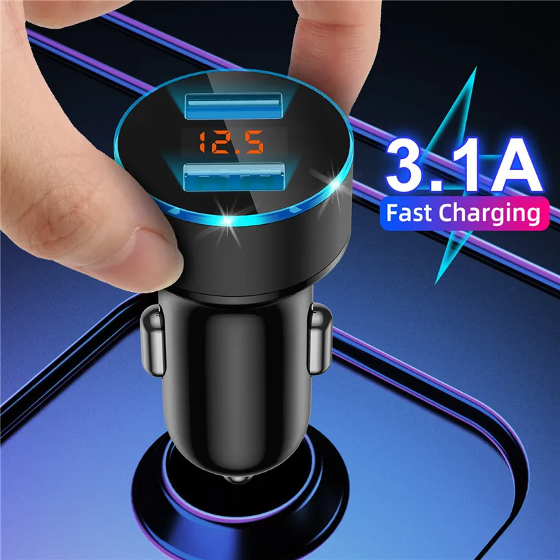 Автомобильное зарядное устройство USLION 3 1 а с двумя USB портами и светодиодным