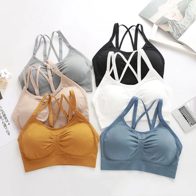 

Women's Tube Top Sports Plus Size Sexy Beauty Back Wrapped Chest Thin Shoulder Strap Bra Gather Sleep Vest Gym Fashion Underwear