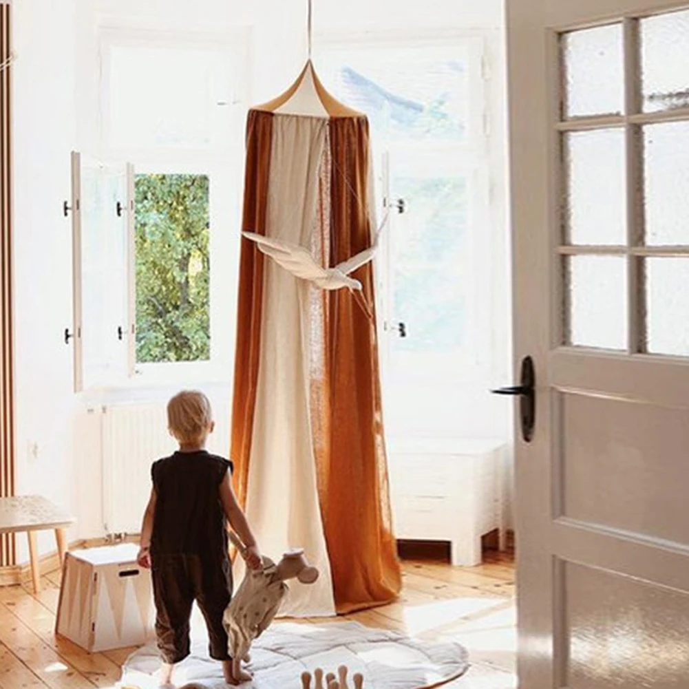 Nordic Kid Baby Color Block Bed Canopy Round Dome Hanging Mosquito Net Play Tent Swan Doll Wall Ceiling Room Decor | Дом и сад