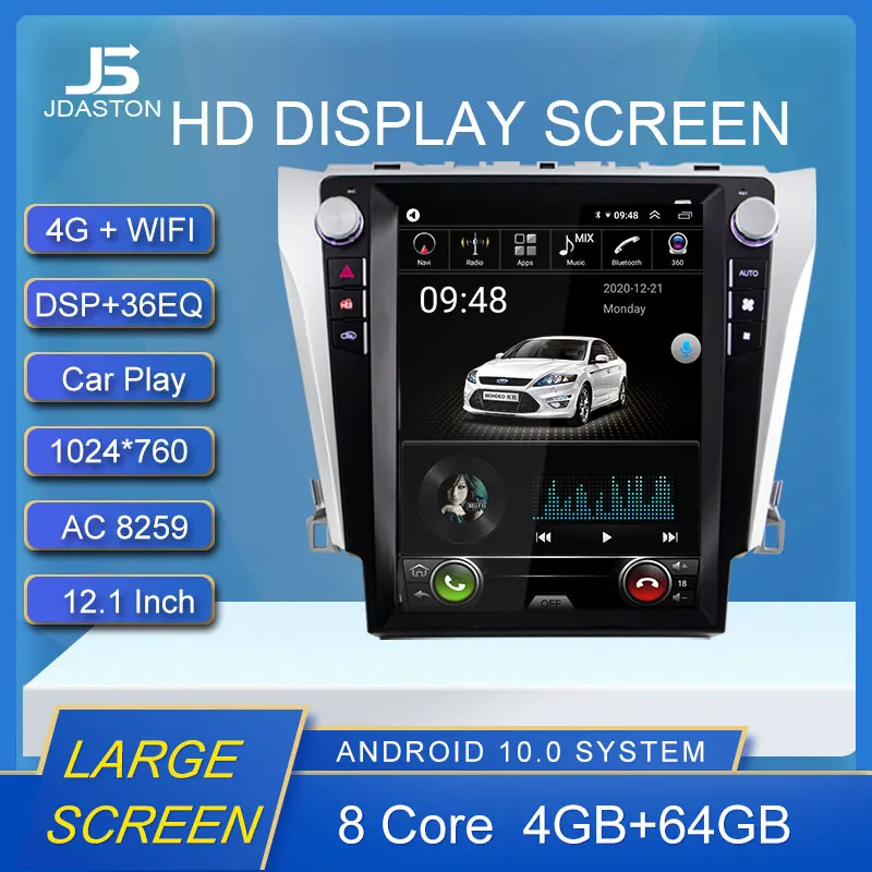 JDASTON 12 1 &quot1 Din Android 10 0 для Toyota Camry 2008 2016 Авто Радио автомобильный Dvd плеер 4G GPS