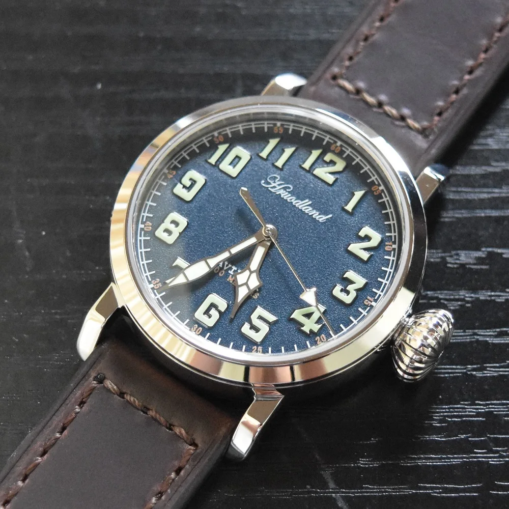 Полированный 43 мм синий циферблат светящиеся отметки сапфировое стекло 300 м